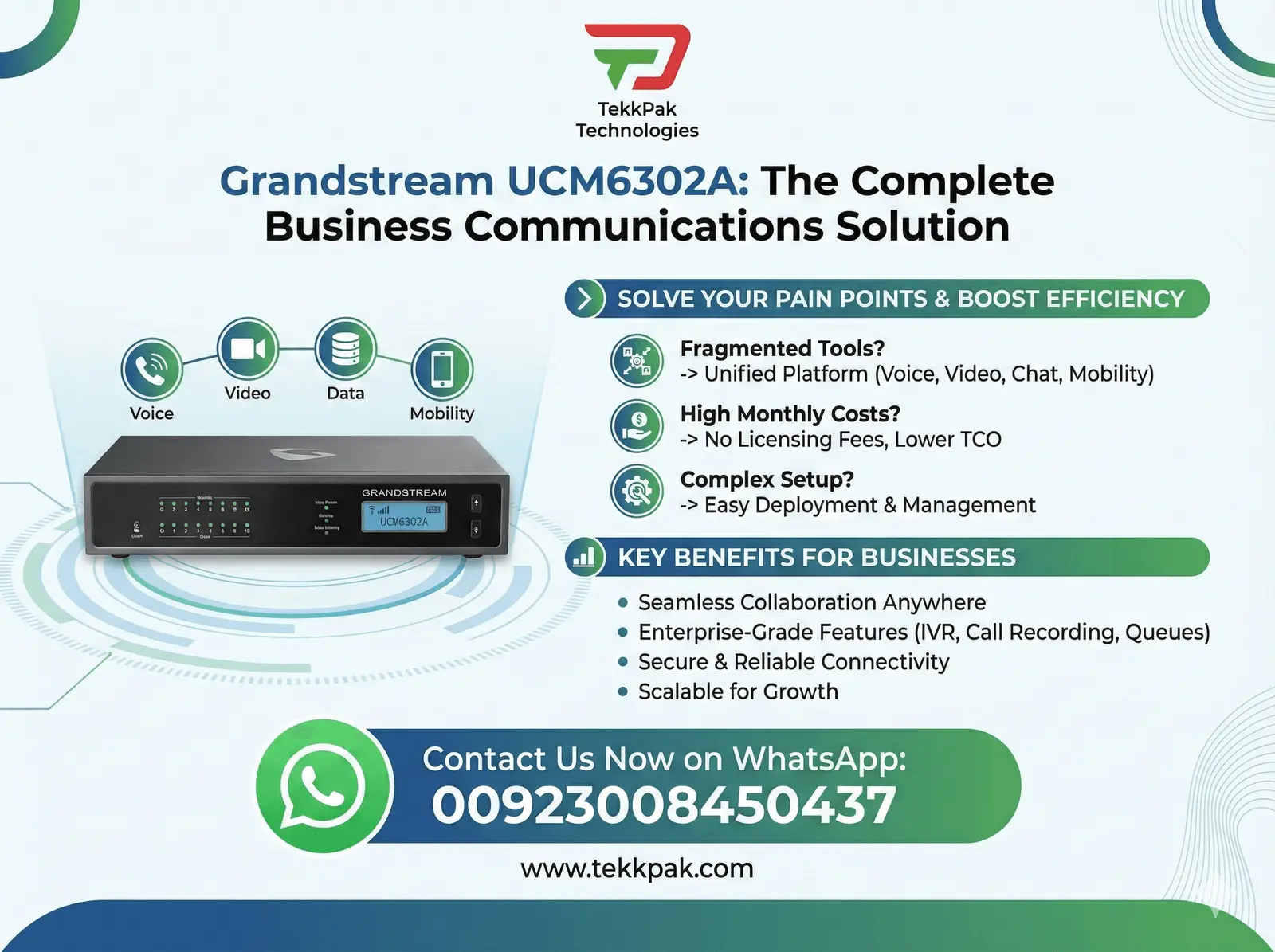 Grandstream IP PBX Pakistan | VoIP Solutions by TekkPak 1 TekkPak Grandstream Enterprise Communication Solutions Pakistan