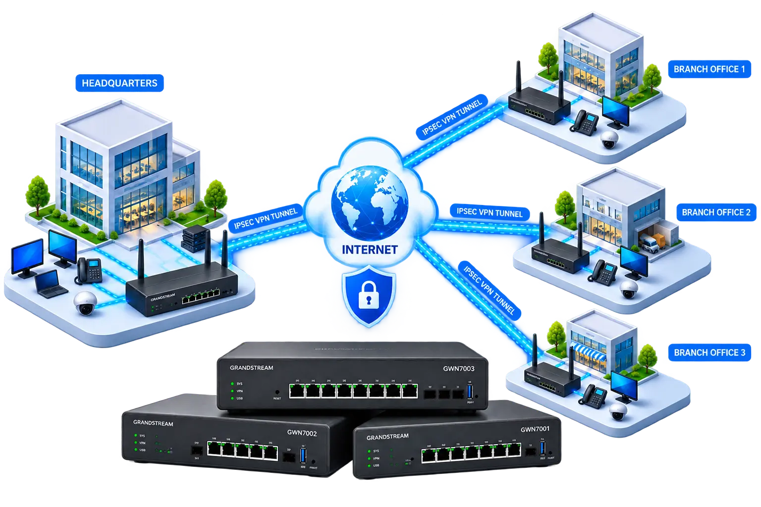 VOIP Hardware Online Shop Pakistan | TekkPak Blog 2 Grandstream GWN7001 Site to Multi Site VPN